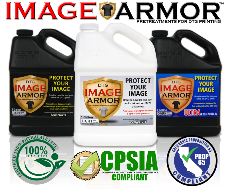 Image Armor Pretreatments Certified CPSIA Compliant - Lead Free- Prop 65 Certified - Phthalate Free